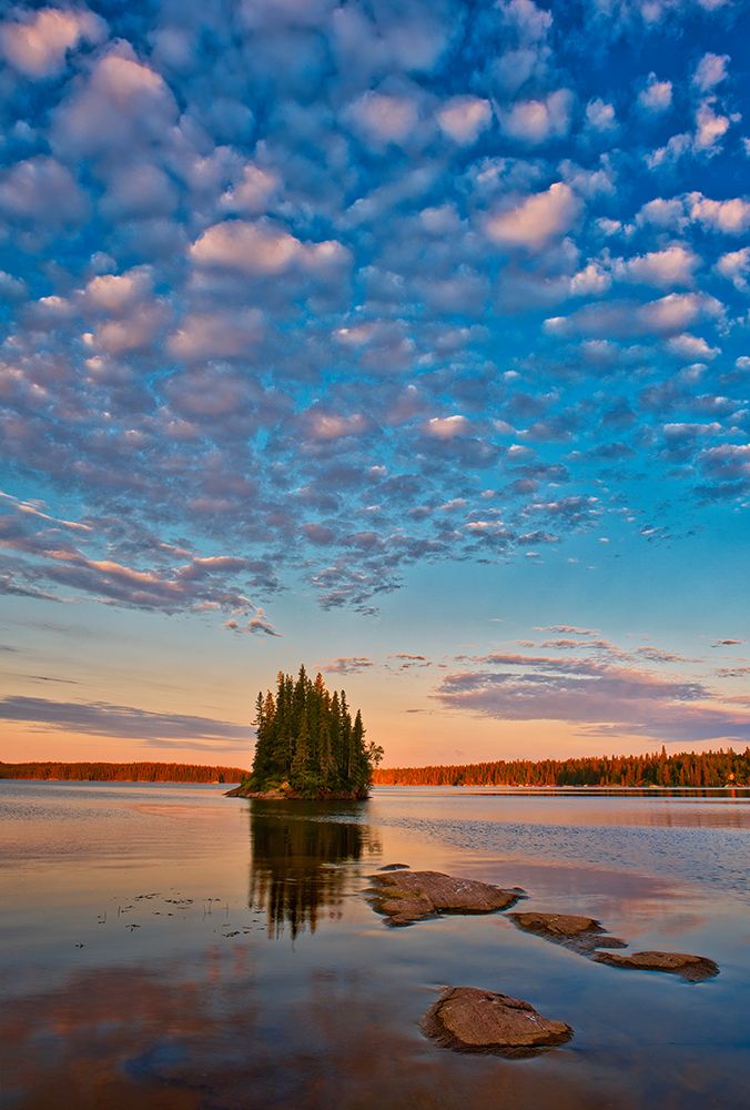 Canada- Manitoba- Paint Lake Provincial Park. Island on Paint Lake at sunrise. art print by Jaynes Gallery for $57.95 CAD